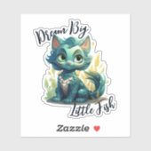 Sticker pour chat de sirène - "Dream Big Little Fi (Feuille)
