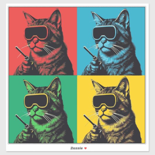 Sticker pour chat de soudage Pop Art - Cool Retro  (Feuille)