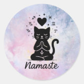 Sticker pour chat de Yoga magique - Symbole Namast (Devant)
