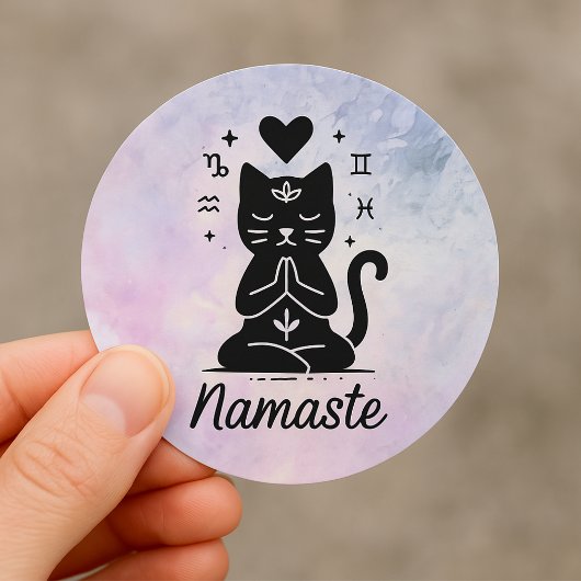 Sticker pour chat de Yoga magique - Symbole Namast