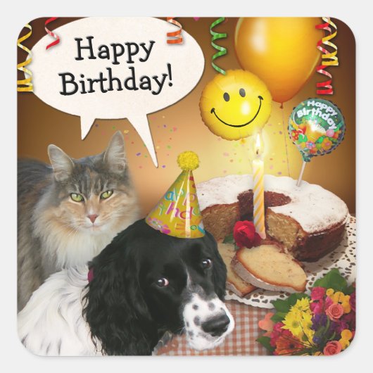 Sticker pour chat et chien d'anniversaire (personn (Devant)