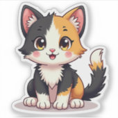 Sticker pour chat Kawaii Calico (Devant)