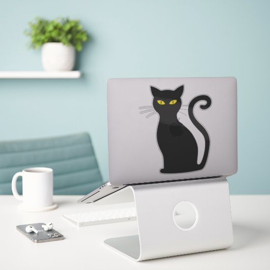 Sticker pour chat noir (Ordinateur portable sur le bureau)