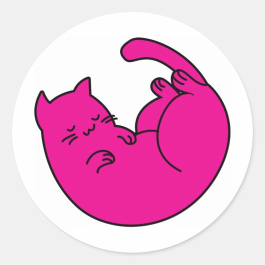 Sticker pour chat rose couché (Devant)
