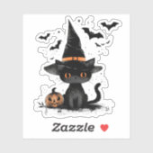 Sticker pour chats et chats noirs d'Halloween (Feuille)