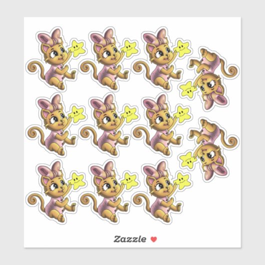 Sticker pour chats et étoiles (Feuille)