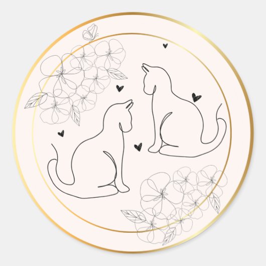 Sticker pour chats floral noir rose (Devant)
