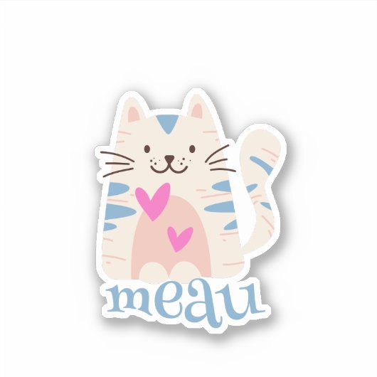 Sticker pour chats Meau I Love (Devant)