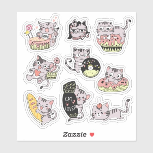 Sticker pour chats mignons (Feuille)