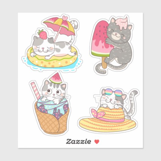 Sticker pour chats mignons (Feuille)