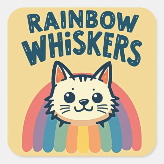 Sticker pour chats Rainbow Whiskers (Devant)