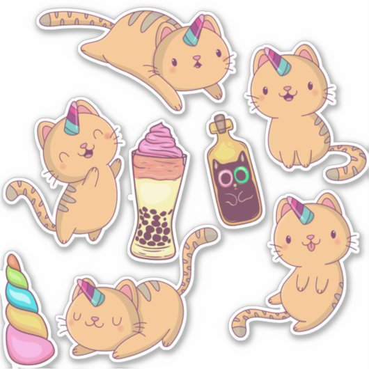 Sticker pour chats Unicorn mignon (Devant)