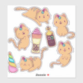 Sticker pour chats Unicorn mignon (Feuille)