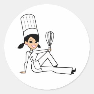 Sticker pour chef féminin avec une jolie illustrat