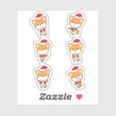 Sticker pour chien de Corgi Noël mignon (Feuille)