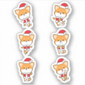 Sticker pour chien de Corgi Noël mignon (Devant)