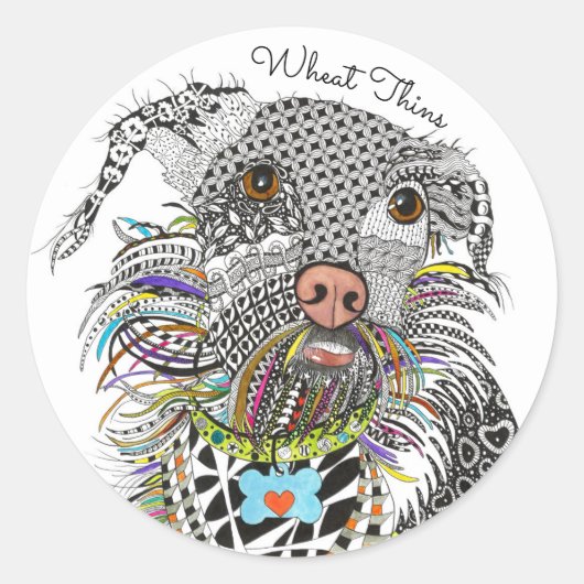 Sticker pour chien de Terrier de race mixte mignon (Devant)