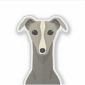Sticker pour chien gris mignon - Funny Whippet Vin (Devant)