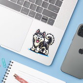 Sticker pour chien Husky (Ordinateur portable avec iPhone)