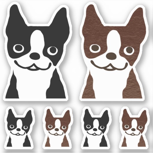 Sticker pour chiens Terrier de Boston Noir et Brin (Devant)