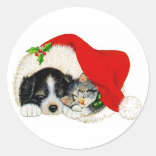 Sticker pour Chiot et Chaton de Noël