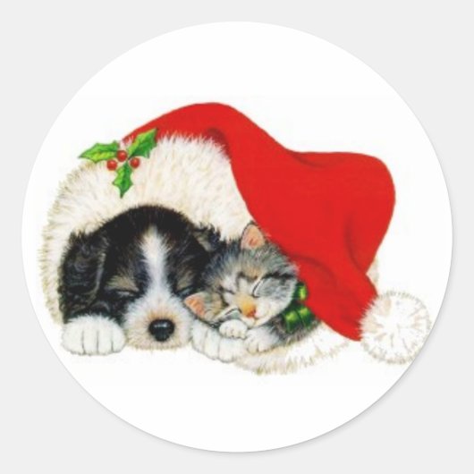 Sticker pour Chiot et Chaton de Noël (Devant)