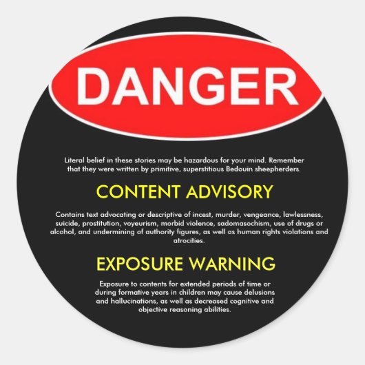 Sticker pour danger biblique (Devant)