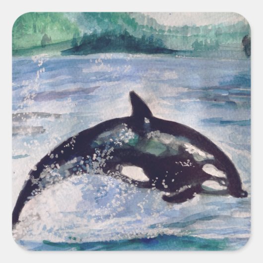 Sticker pour dessin d'aquarelle de baleine (Devant)