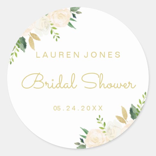 Sticker pour douche nuptiale rose or Floral (Devant)