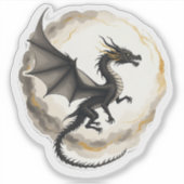 Sticker pour dragon à lave-encre balayé par le ven (Devant)