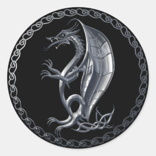 Sticker pour dragon celtique argenté