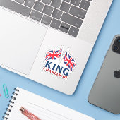 Sticker pour drapeaux King Charles III, Union Jack (Ordinateur portable avec iPhone)