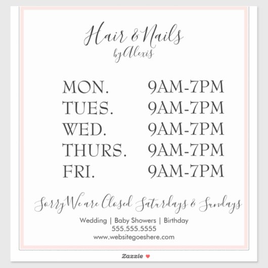 Sticker pour entreprise de salon rose (Feuille)