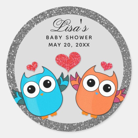 Sticker pour enveloppe de phoque bleu Orange Owl (Devant)