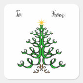 Sticker pour étiquette cadeau de l'arbre à deux br (Devant)