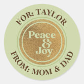 Sticker pour étiquette cadeau Peace & Joy Gold et  (Devant)