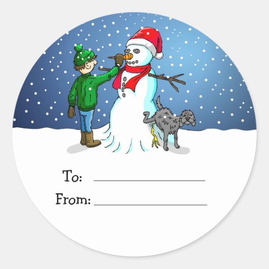 Sticker pour étiquette cadeau Snowman (Devant)