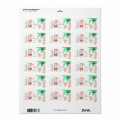 Sticker pour étiquette cadeau Tropical Père Noël (Feuille entière)