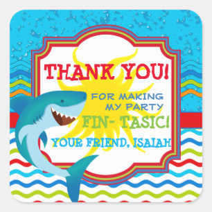 Sticker pour étiquette d'anniversaire de requin