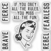 Sticker pour femme briseur de règle rétro (Devant)