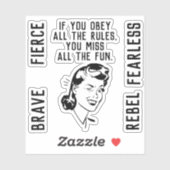 Sticker pour femme briseur de règle rétro (Feuille)