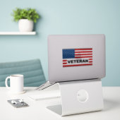 Sticker pour fenêtre "VETERAN" (Ordinateur portable sur le bureau)