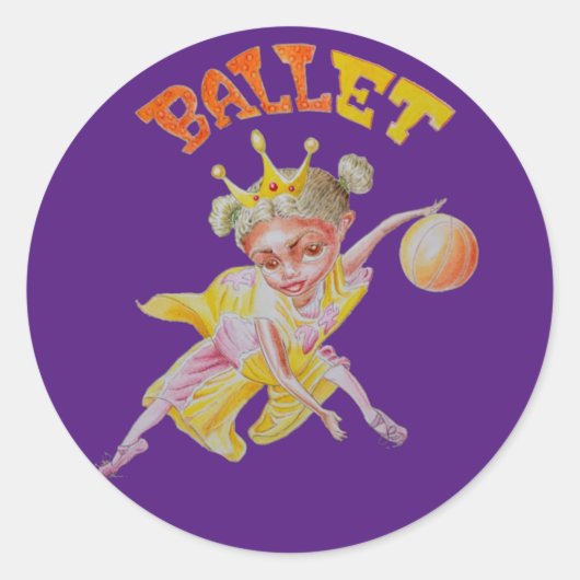 Sticker pour fille de basket-ball de ballet (Devant)