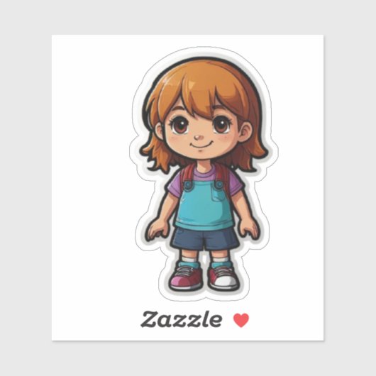 Sticker pour fille en caricature - Parfait pour le (Feuille)