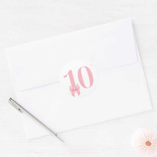 Sticker pour garçon rose 10e anniversaire (Enveloppe)