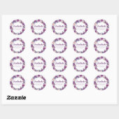 Sticker pour graduation florale violet et rose (Feuille)