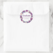Sticker pour graduation florale violet et rose (Sac)