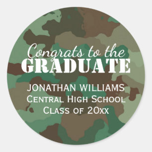 Sticker pour graduation personnalisée Camo vert