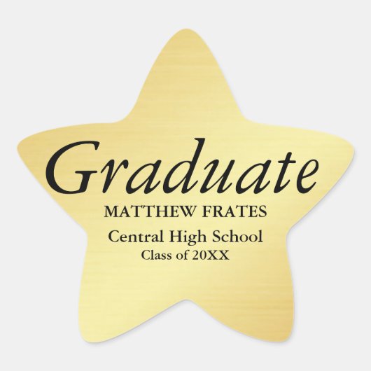 Sticker pour graduation personnalisée Gold Star (Devant)