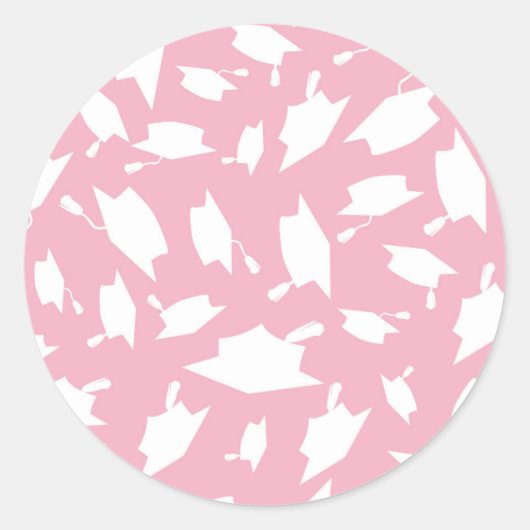 Sticker pour graduation rose et blanc (Devant)
